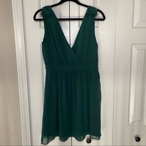 Emerald Green V Neck Paraella Mini Dress